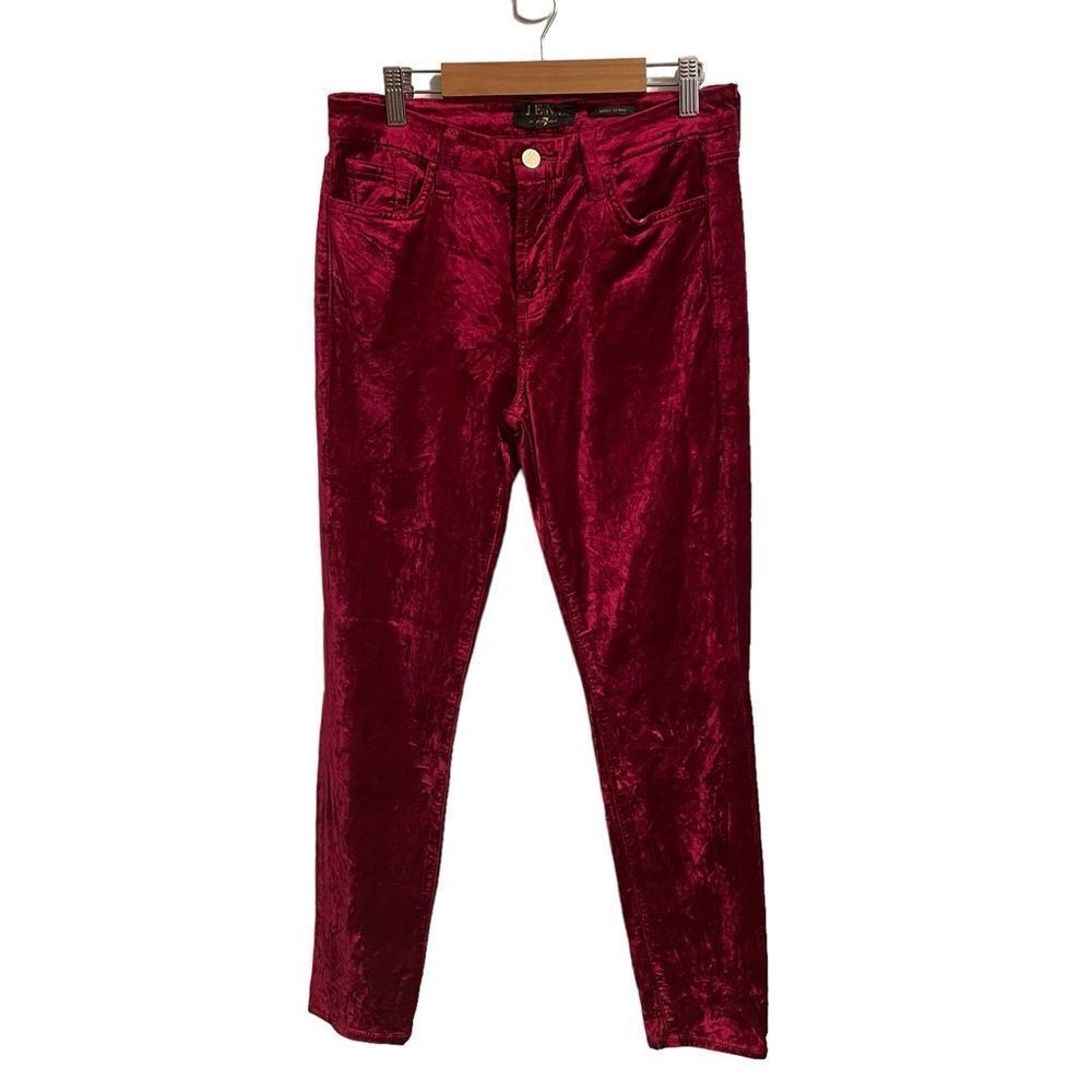 JEN7 by 7 For All Mankind Crushed Velvet Ankle Skinny Jeans Pants Size 4 - Picture 1 of 8